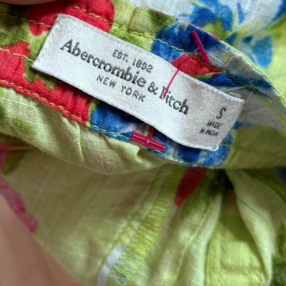 Rare Y2K Abercrombie & Fitch Floral Tank Top – Lime Green Babydoll Style - Picture 3 of 7